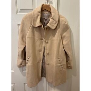 Banana Republic Womens Wool Blend Coat Camel Tan Button Front Petite Medium PM